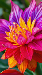 Naklejka premium stunning clarity vibrant dragon flower petals showcasing rich colors intricate details, nature, botanical, bloom, floral, garden, bright, texture, beauty, dramatic, with white tones