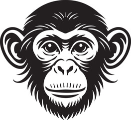 Monkey head silhouette icon vector art illustration