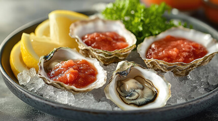 Fresh Oysters on Ice with Spicy Tomato Salsa