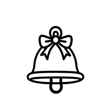recommend clip art: A bell adorned with a bow is depicted in black, serving as a symbol of celebration and joy.