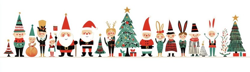 Beautiful baubles and ornaments perfect for decorating your Christmas tree. The set includes charming illustrations of various animals, Santa Claus, a nutcracker, and a ballerina, all designed in a