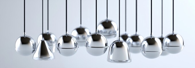 A Christmas decor item showcasing a garland adorned with silver jingle bells on a rope. The design incorporates a continuous festive pattern with a banner and realistic sleigh bells, ideal for