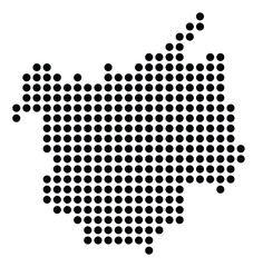Symbol Map of the City Ostrava (Czechia) showing the city with a pattern of just a few black dots