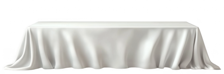 White tablecloth draped over a dining table, cut out
