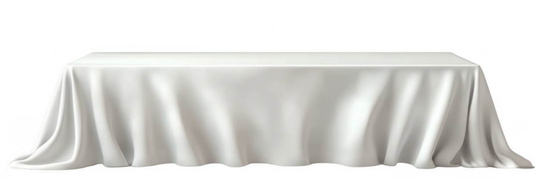 White tablecloth draped over a dining table, cut out
