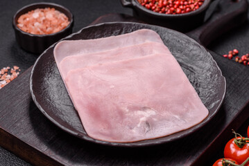 Ham cut into square slices for making delicious nutritious sandwiches