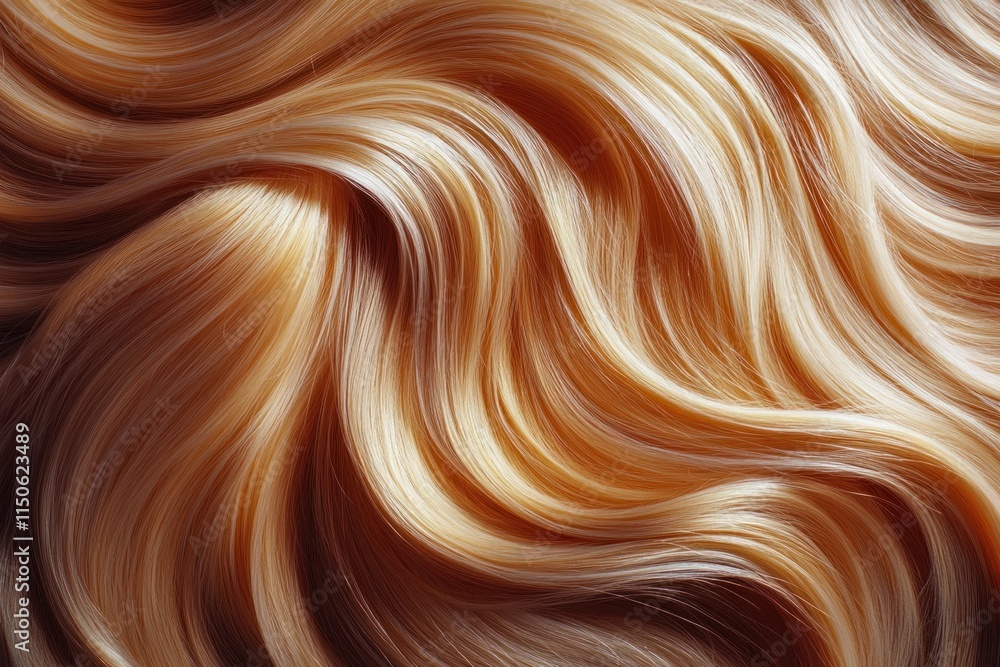 Poster swirling strands of golden hair create an elegant flowing texture in this close-up view of luxurious
