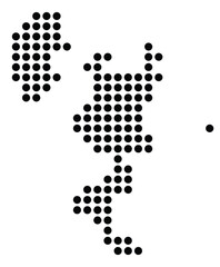 Symbol Map of the City Guadalajara (Spain) showing the city with a pattern of just a few black dots