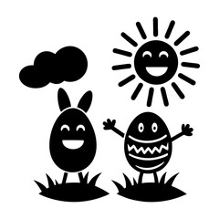 Sunny Skies and Easter Smiles vector silhouette