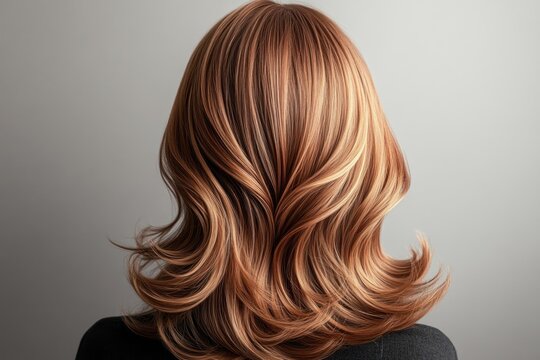 Elegant hairstyle showcasing long, wavy locks in rich shades of brown and blonde for stylish looks. Generative AI
