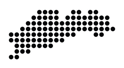 Symbol Map of the City Tarragona (Spain) showing the city with a pattern of just a few black dots