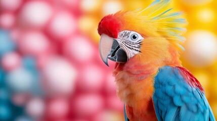 Obraz premium Close-up of vibrant parrot with colorful feathers