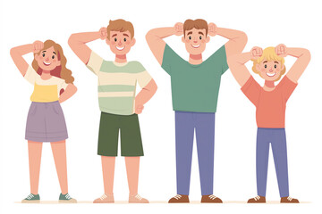 A cheerful family enjoying a sunny day together in casual outfits, with arms around each other, radiating happiness and unity in a friendly atmosphere.