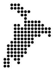 Symbol Map of the City Annecy (France) showing the city with a pattern of just a few black dots