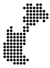 Symbol Map of the City Colmar (France) showing the city with a pattern of just a few black dots