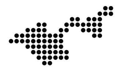 Symbol Map of the City La Trinite (France) showing the city with a pattern of just a few black dots