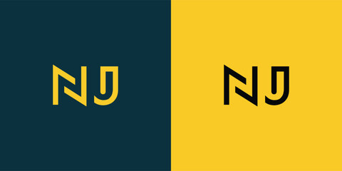 NJ abstract  minimalist letters Logo Monogram. It is a minimalist logo, this logo is made by combining two letters