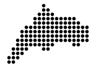 Symbol Map of the City Le Marin (France) showing the city with a pattern of just a few black dots
