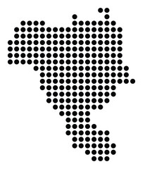 Symbol Map of the City Nimes (France) showing the city with a pattern of just a few black dots