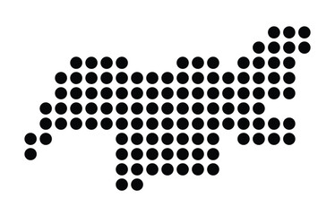 Symbol Map of the City Rouen (France) showing the city with a pattern of just a few black dots