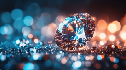 Fototapeta premium Brilliant Diamond Sparkling on Colorful Surface