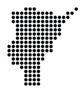 Symbol Map of the City Saint-Denis (France) showing the city with a pattern of just a few black dots
