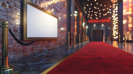 3D render a press wall on a red carpet, featuring a blank banner backdrop for event branding