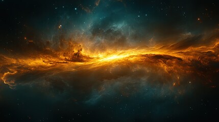 Fototapeta premium Stunning Cosmic Landscape with Fiery Nebula