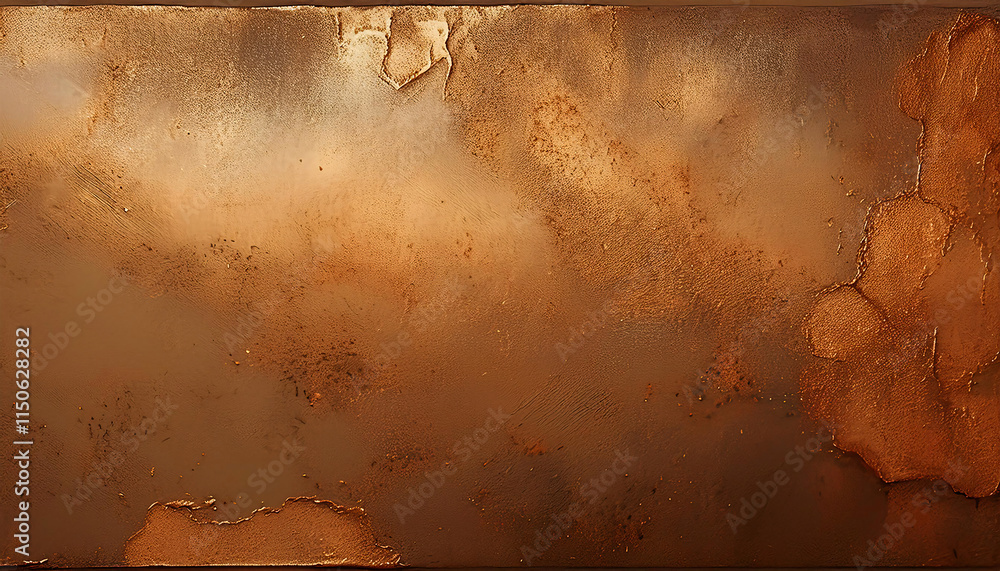 Poster A textured abstract artwork featuring a blend of warm brown and gold hues with visible cracks and rough patches, creating a rustic and aged appearance Generative AI