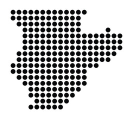 Symbol Map of the City Acerra (Italy) showing the city with a pattern of just a few black dots