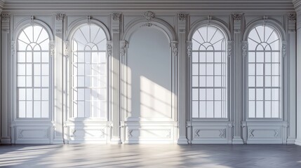 3D illustration a room scene featuring a white backdrop measuring 3x5 meters