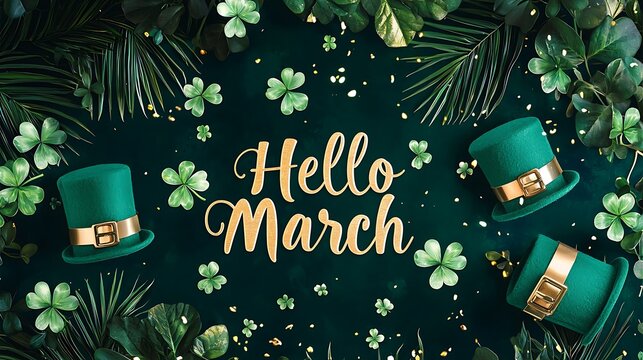 A green background with three shamrocks