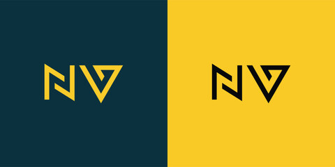 NV abstract  minimalist letters Logo Monogram. It is a minimalist logo, this logo is made by combining two letters