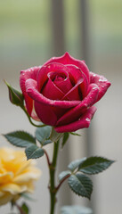 Morning rose, the beauty of flowers adorned with dewdrops, isometry, with white tones