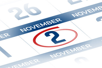 2 November  2025 year calendar day illustration