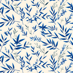 Classic Blue-and-White Floral Pattern – Intricate Porcelain-Inspired Design for Home Decor, Ceramics, Fabric, and Art Prints