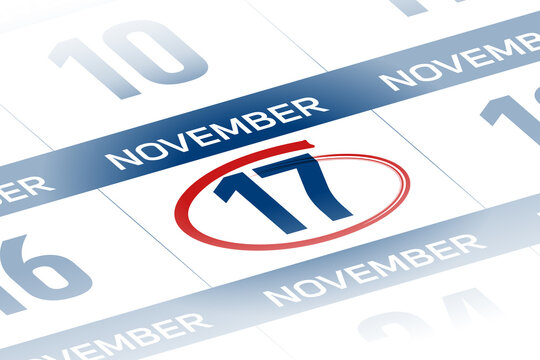 17 November  2025 year calendar day illustration