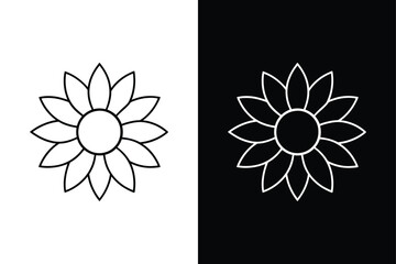 Sunflower Outline Illustration. Perfect Flower Frame Vector Icon