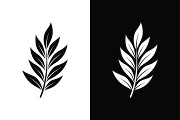 Obraz premium Herb and Spice Art. Stylish Tarragon Leaf Silhouette Icon