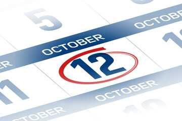12 October 2025 year calendar day illustration