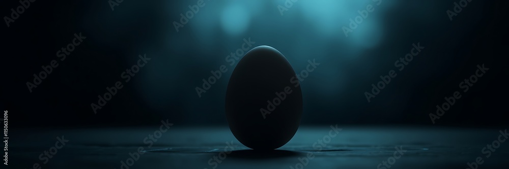 Poster captivating egg stands alone in low light with blurred bokeh background