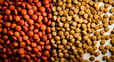 Macro photography, beans and legumes, contrasting colors, red and yellow, textured surface, food ingredients, healthy proteins, natural patterns, culinary background, raw ingredients, nutritious food,