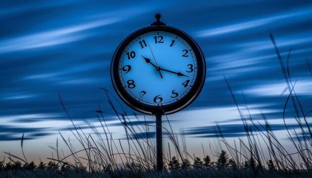 A unique clock with reversed time movement and glowing light trails from its hands