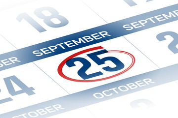 25 September 2025 year calendar day illustration