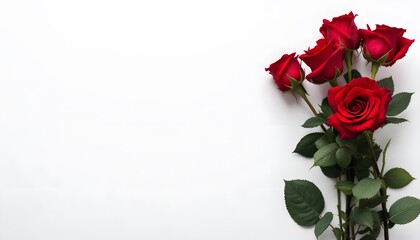 Bouquet of Red Roses on White Background