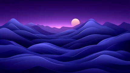 Obraz premium Serene Night Landscape with Rolling Hills and Moon