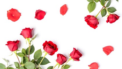 Vibrant Bouquet of Red Roses with a Clean White Background