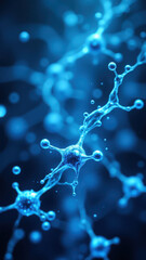A vivid microscopic view of a single molecule of Semaglutide, showcasing its complex structure and scientific intrigue.