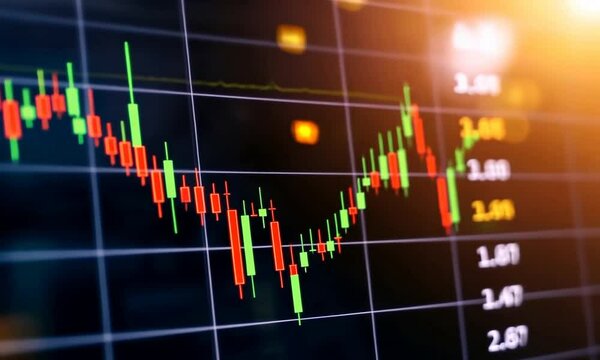 Dynamic stock market graph showcasing financial trends and trading activities.