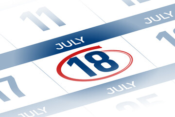 18 July 2025 year calendar day illustration